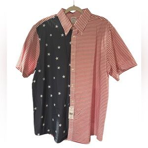 Brooks Brothers Men's Red and Blue Striped Star Shirt